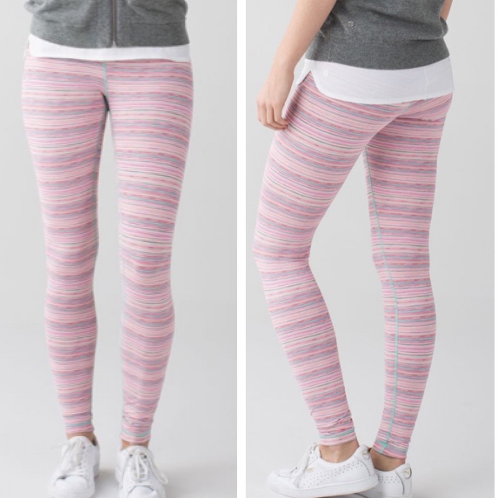 LULULEMON WUNDER UNDER PANT III LEGGINGS LUXTREME CYBER STRIPE FLASH LIGHT PINK